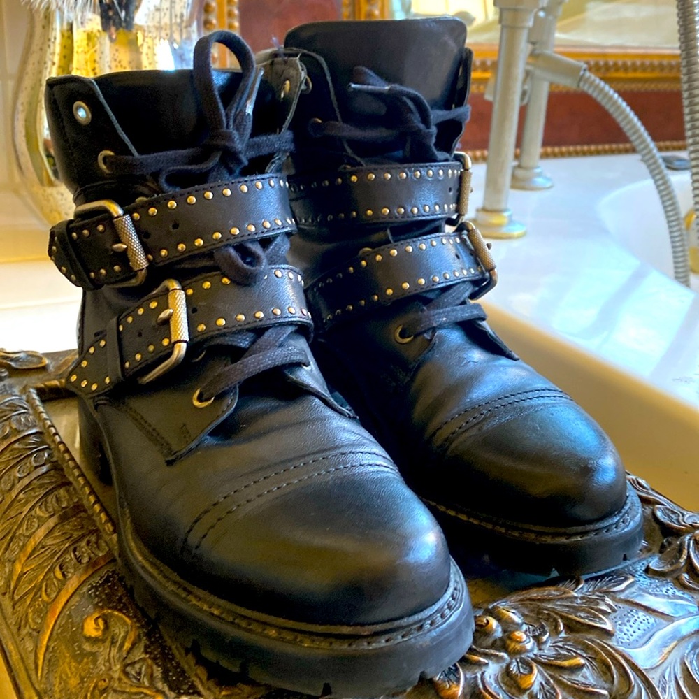 Frye Samantha Studded Leather Combat Boots ! - image 1
